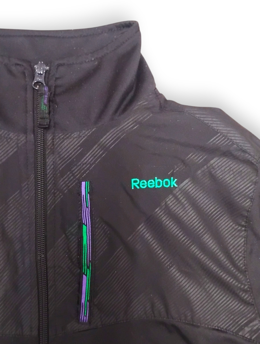 REEBOK - Unisex Black Green Reversible Windbreaker Jacket - Medium - Picture 2 of 4